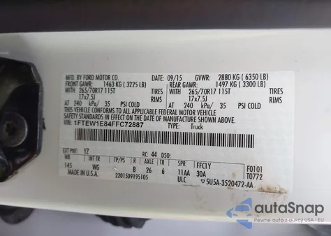 2015 Ford F-150 Xl из США, поврежденный, VIN 1FTEW1E84FFC72887